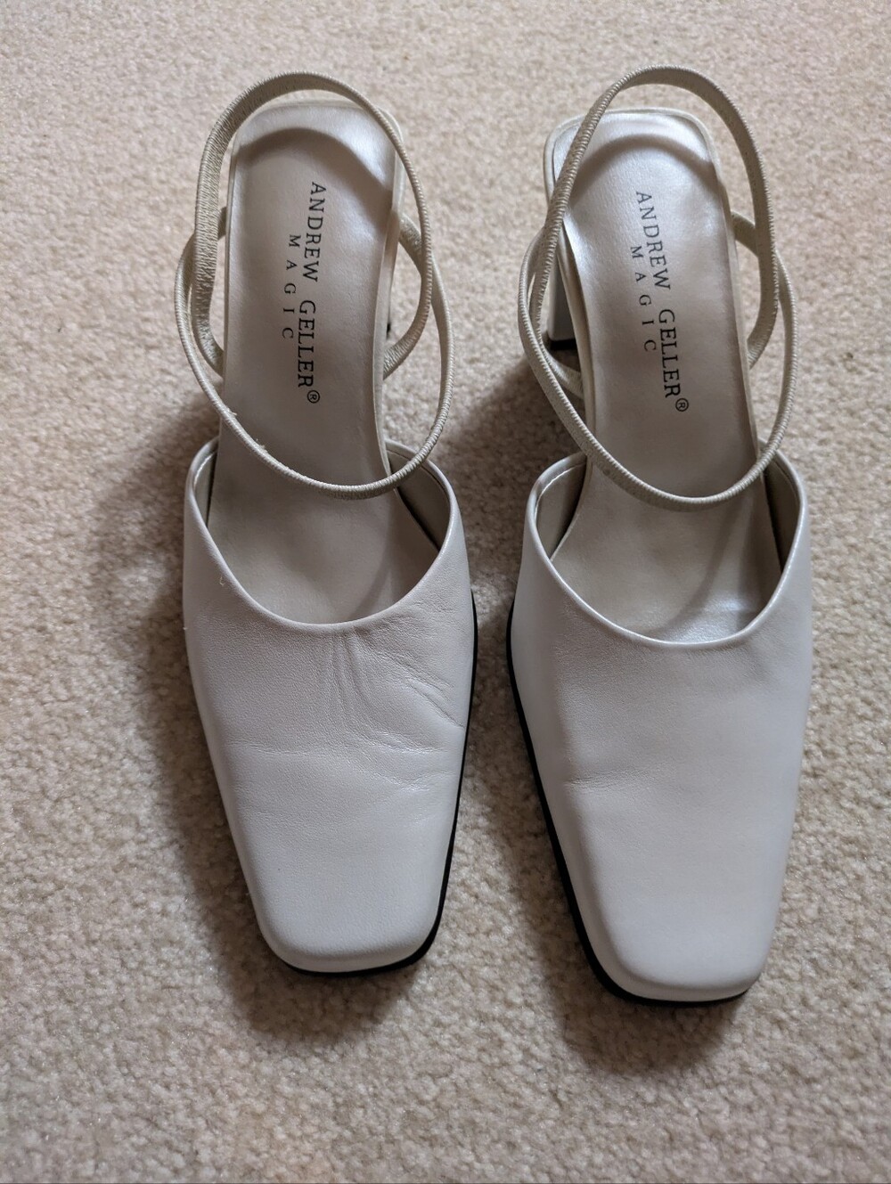 Ivory Leather Sling Back Shoes.  Andrew Geller Size 6.5.  Worn A Few Times.